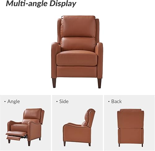 Miniatura 79 de HULALA HOME Silla reclinable de cuero genuino, moderno sillón reclinable con respaldo ajustable y reposapiés, cómodo sofá individual tapizado