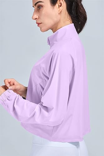 Miniatura 3 de altiland Chaquetas cortas con cremallera para mujer, para correr, yoga, gimnasio, con protección solar UPF 50+, camisas de entrenamiento de manga