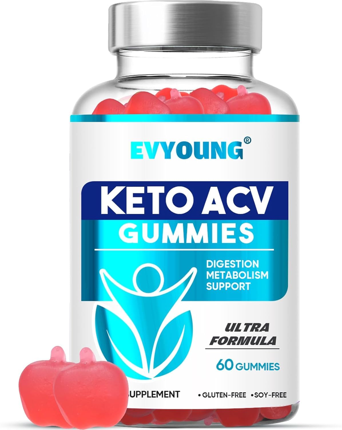 Keto ACV Gu mmies,2000mg Apple Cider Vinegar Gummies,Extra B6 B12 Folate Support,for Women and Men Weight Loss (60 Gummies)