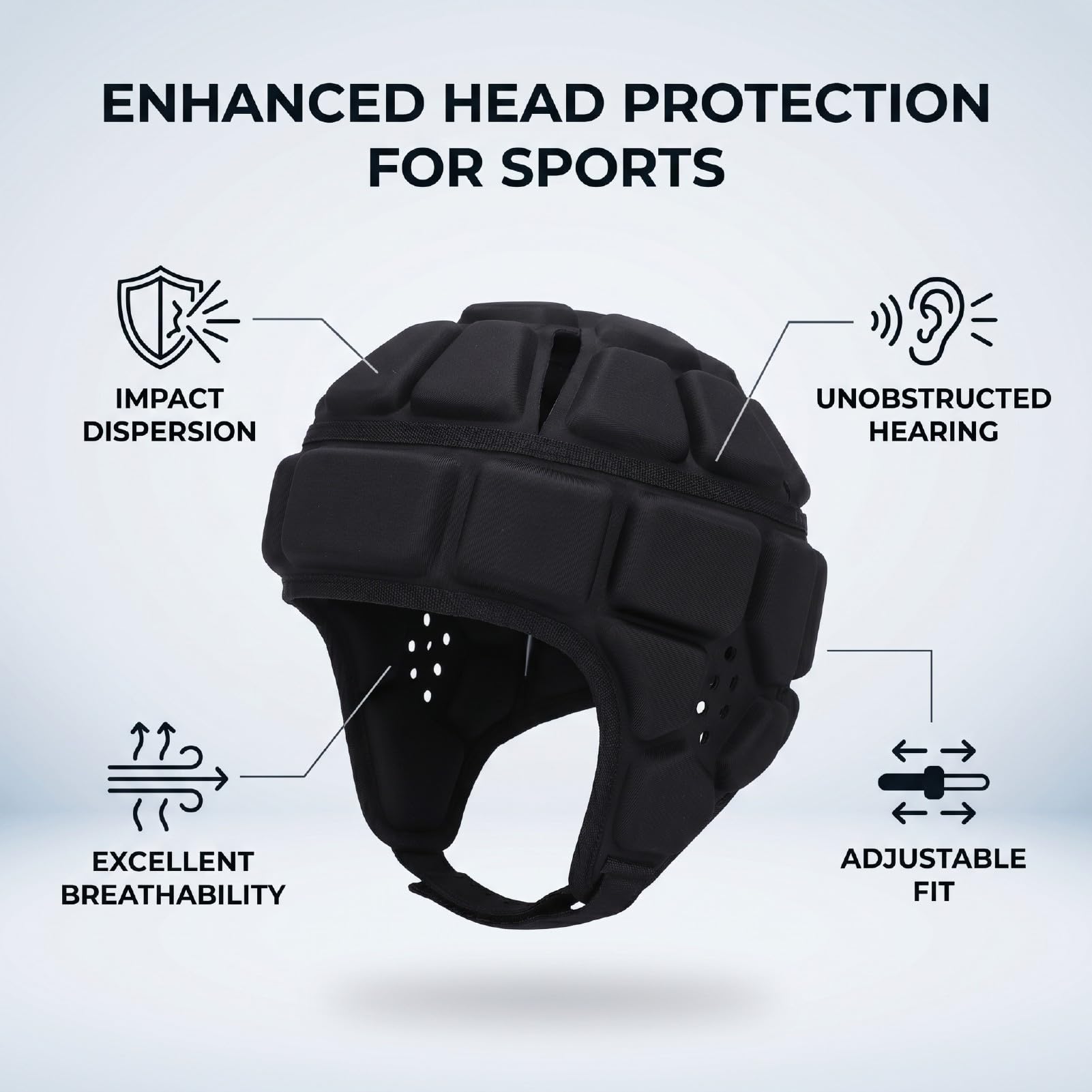 Casco Soft Shell Regolabile Traspirante EVA 3D Foam per Football