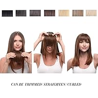 Vista 3 de Flequillo con clip para el cabello con clip, extensiones de cabello para mujer, flequillo plano y ordenado, extensión de cabello para uso diario