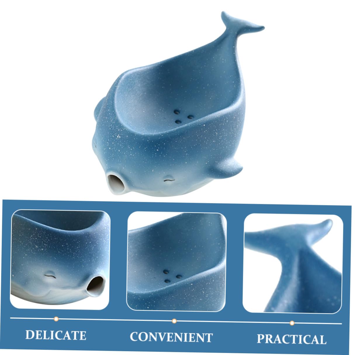 WOONEKY Portasapone in Ceramica con Scarico Vassoio Porta Sapone Drenante per Bagno e Cucina Supporto Multiuso per Sapone e Accessori Design Carino e Facile da Pulire
