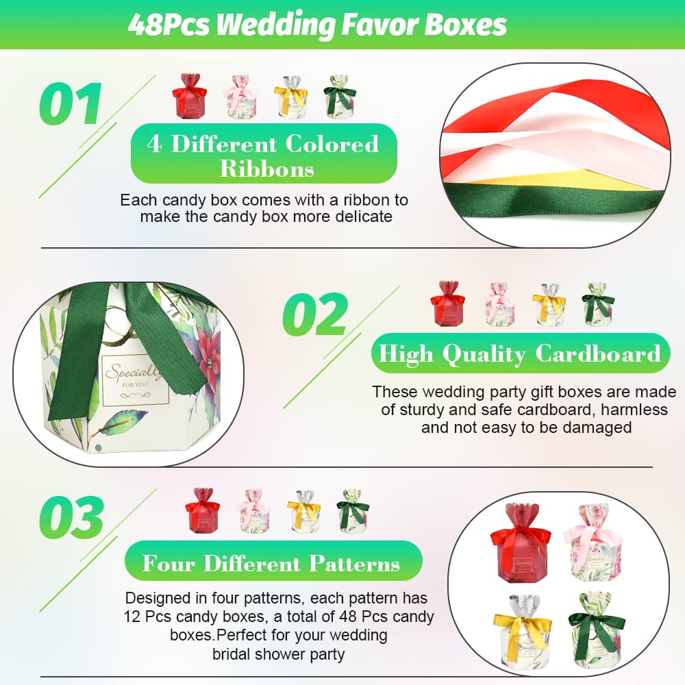 12 Boîtes à Dragées Bonbons En Papier Décoré De Ruban Bowknot DIY