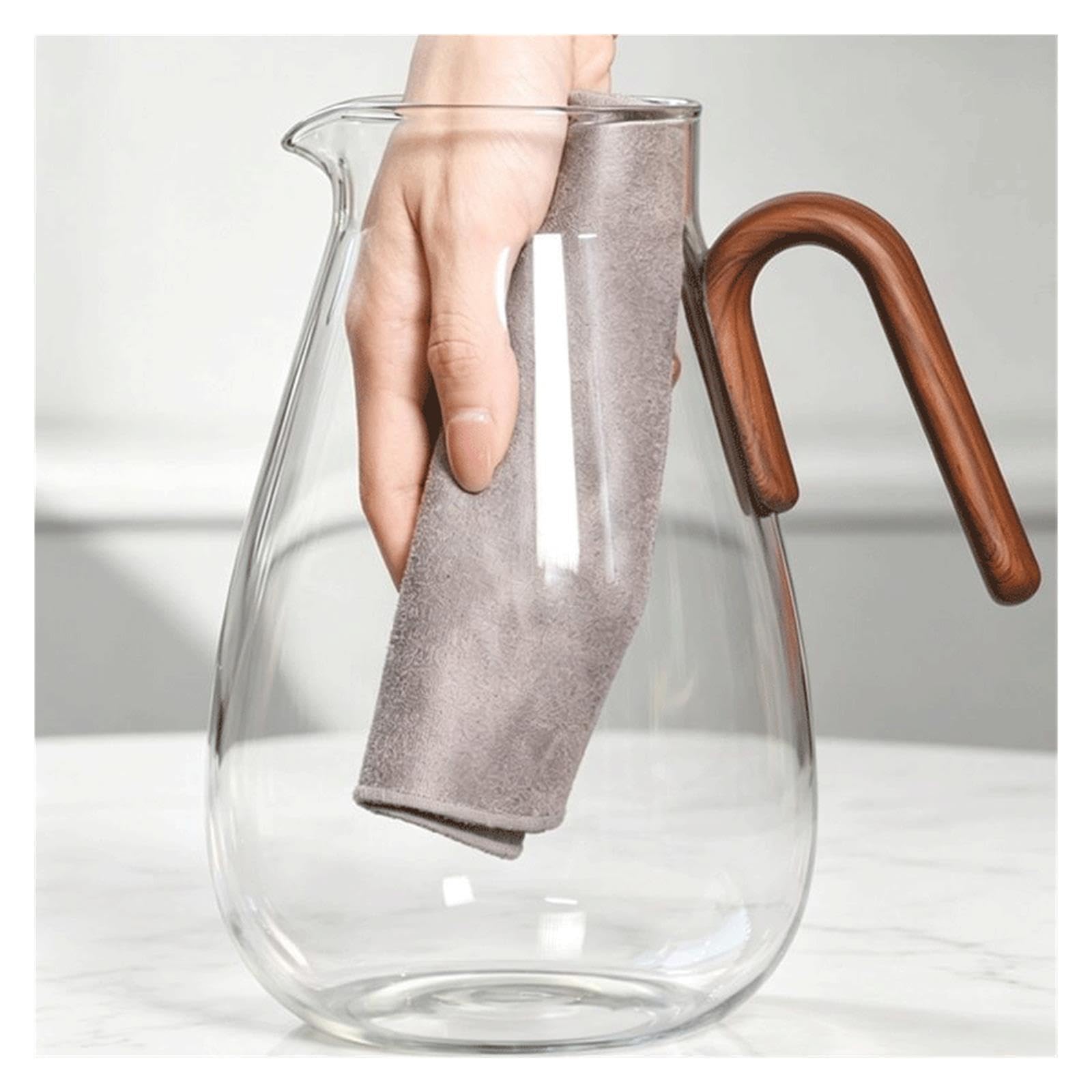Jarra de Agua Jarra de Agua Vidrio con Mango en Forma U Jarra de Té Helado(Transparent)