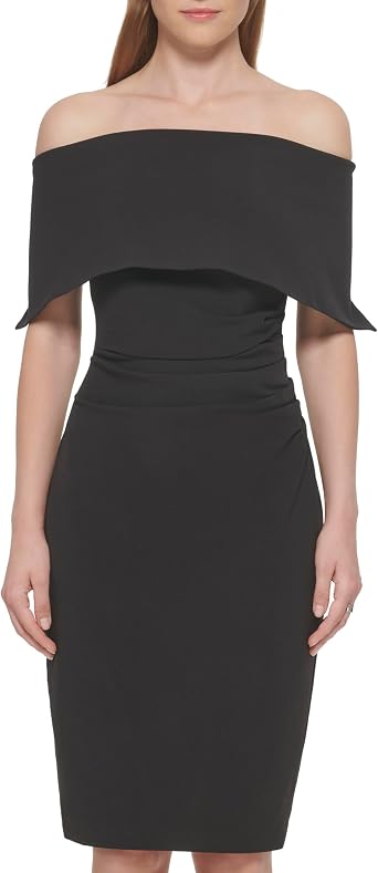 Vince Camuto Womens Sleeveless Off Shoulder Cocktail Midi Dress
