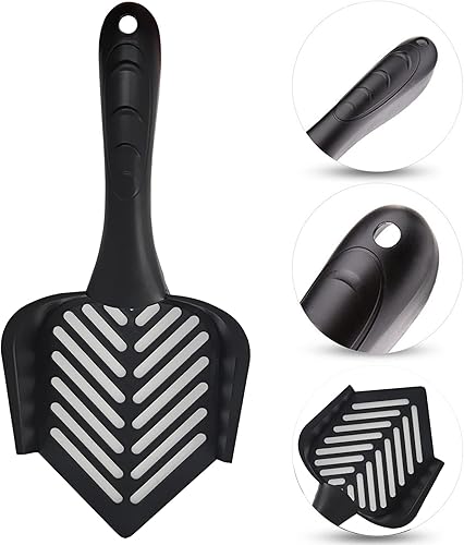 DHSD-HeSheng - Cuchara de arena para gatos con pala profunda diseñada para propietarios de gatos parte inferior de cuspidate color negro