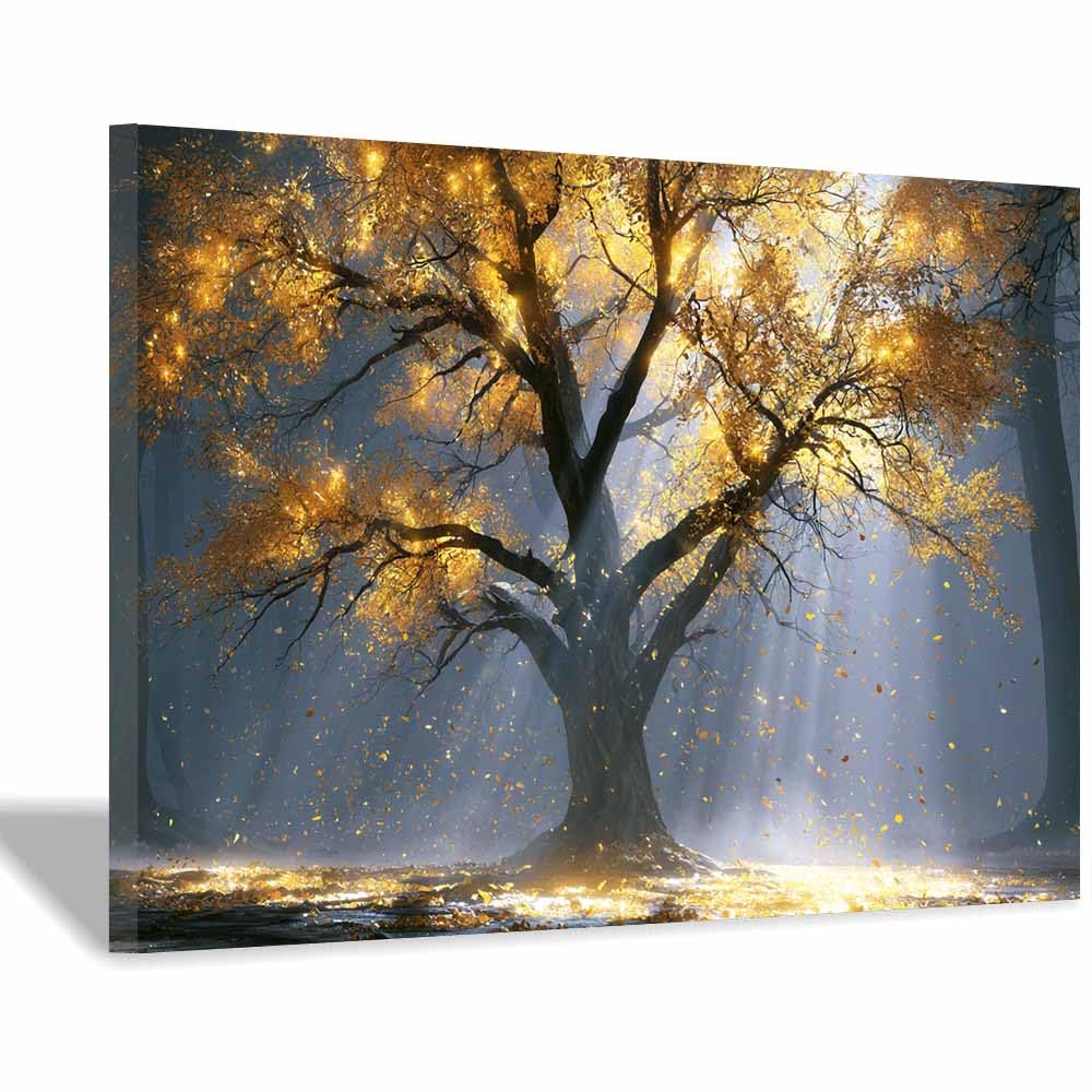 XENIOU Nature Wall Art Vibrants Blue Tree art prints, decorative paintings, for Living Room Bedroom Office Home Wall Decor.(Multicolor)-60x90cm Framed