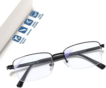 Nearsighted Glasses for Distance, Men Near Sighted Vision Driving Myopia Eyeglasses, See Farsighted Half Frame