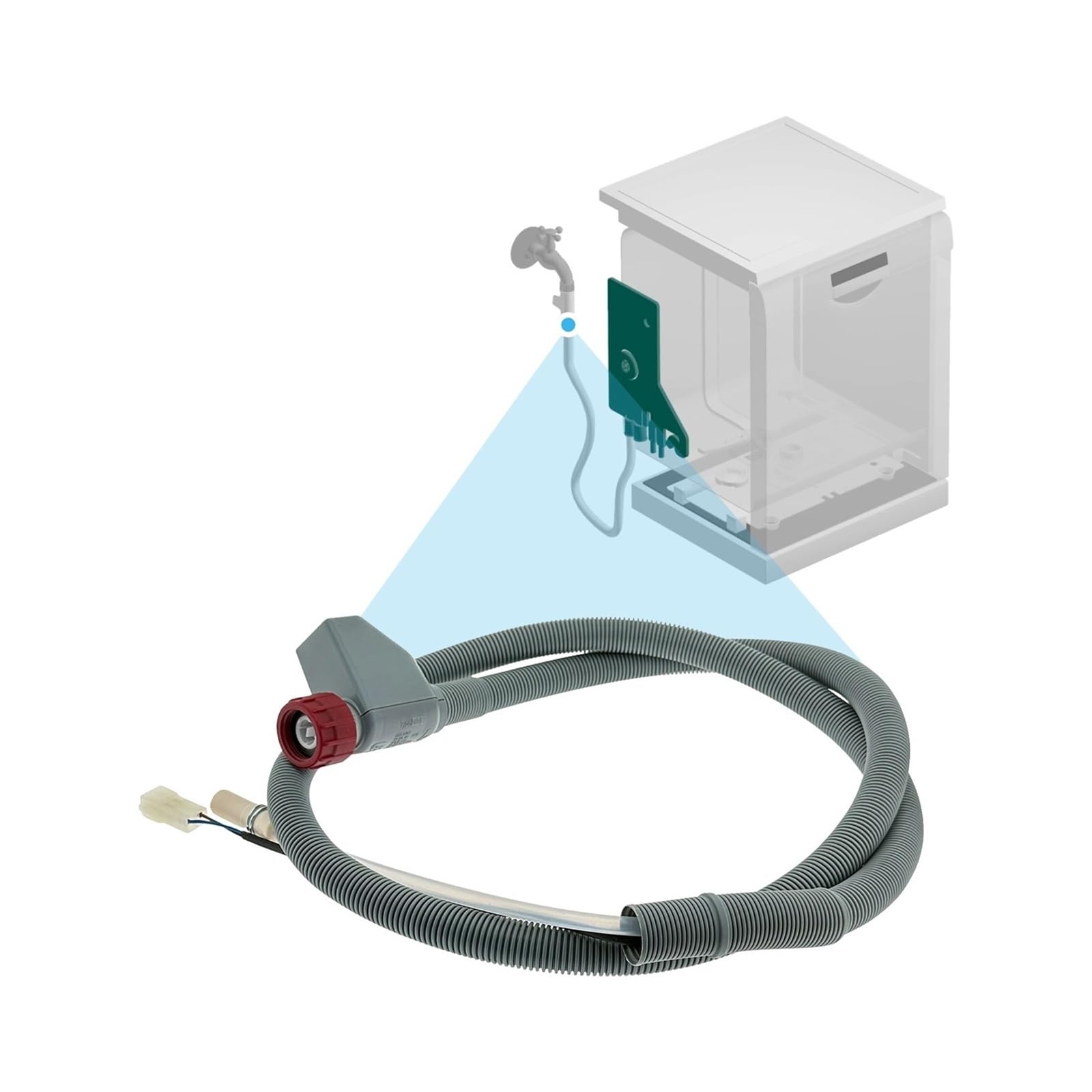 Compatibile Con Beko, Compatibile Con Electrolux, Tubo Di Carico For Lavastoviglie 1ES-L Da 1,8 M, Tubo Di Carico For Lavastoviglie Di Ricambio