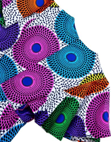 Image of Womens African Vintage Ruffle Trim Sleeve Ankara Tunic Swing Dress
