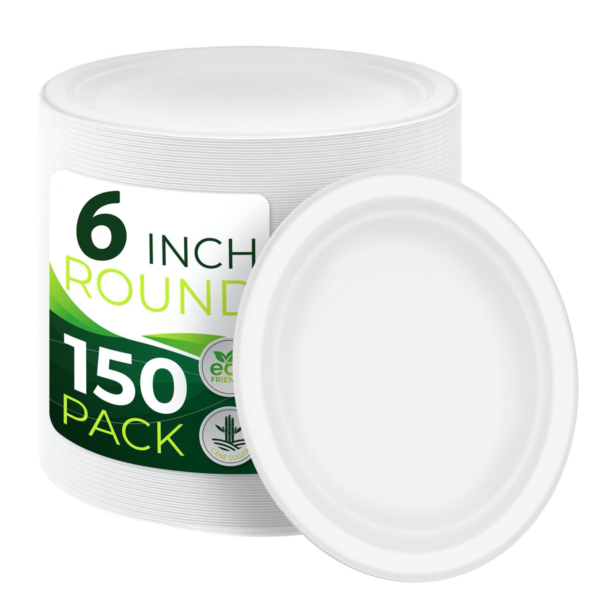 150pcs 100% Small Dessert Plates inch Compostable Appetizer