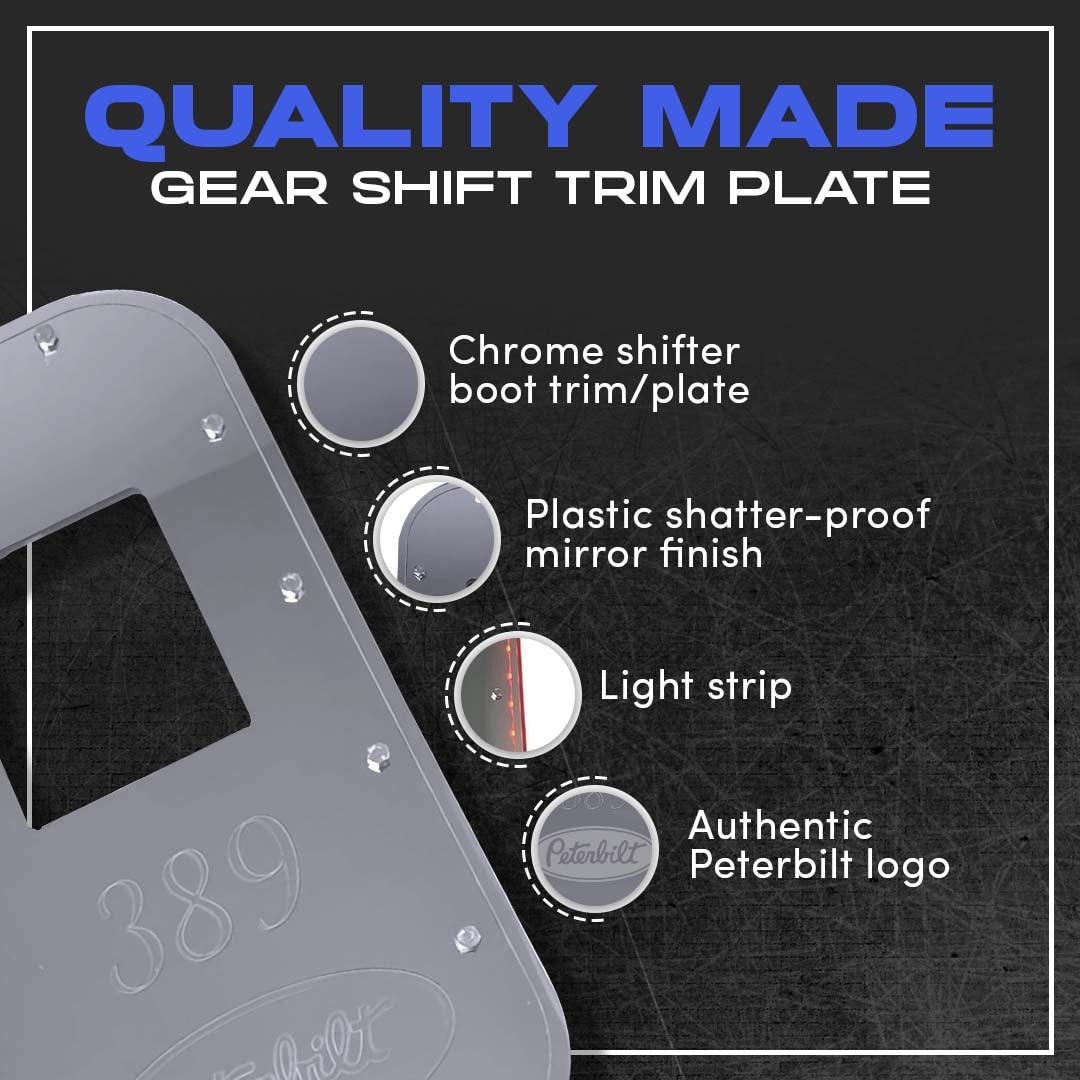 Florida’s Finest Custom Peterbilt 389 Shifter Boot Plate | Chrome Plastic Gear Shift Trim Plate | Exact Fit Replacement Shift Boot Plate | Includes Remote|Custom Semi-Truck Accessories - Red