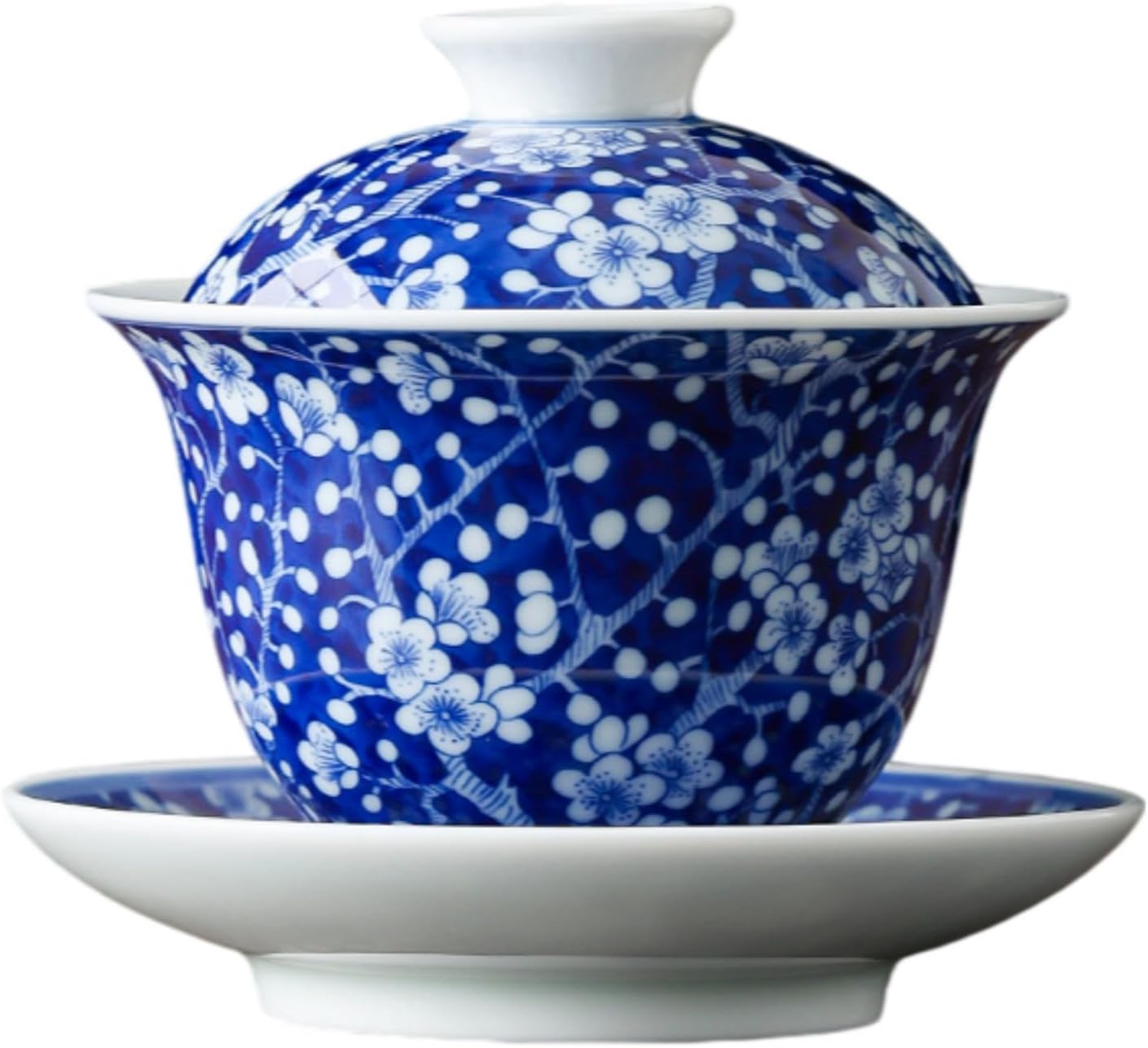 青花冰梅•祥和盖碗 Glass Tea Cup,Ceramic cup Set,Zi Sha Tea Cup,Ceramic Teapot,Purple Clay Tea 青花冰梅三才盖碗陶瓷茶 Ceramic Coffee Mugs Set,Microwave & Dishwasher Safe,Gift for Man and Women