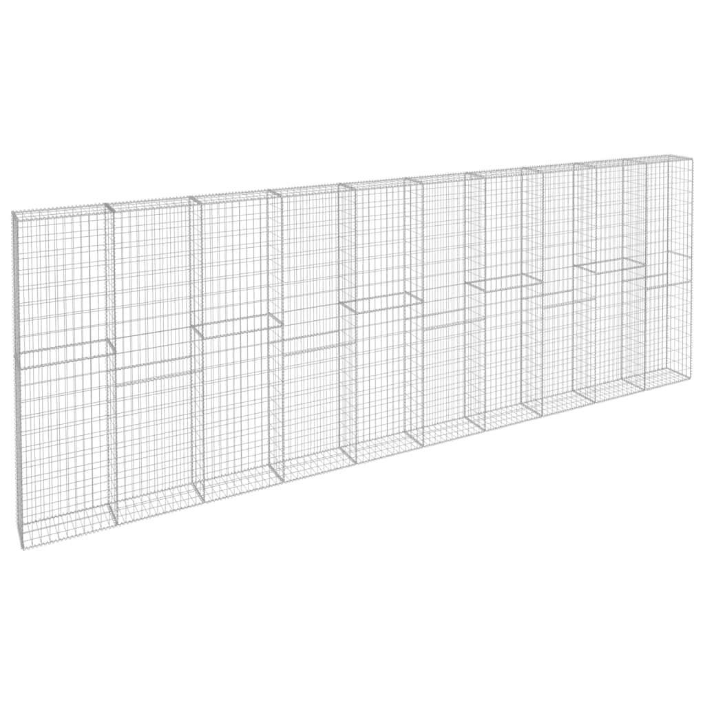 vidaXL Muro de Gaviones con Cubiertas Acero Galvanizado Terraza Exterior Jardín Terraza Cubierta Cercados Piedras Leña Almacenamiento 600x30x200 cm