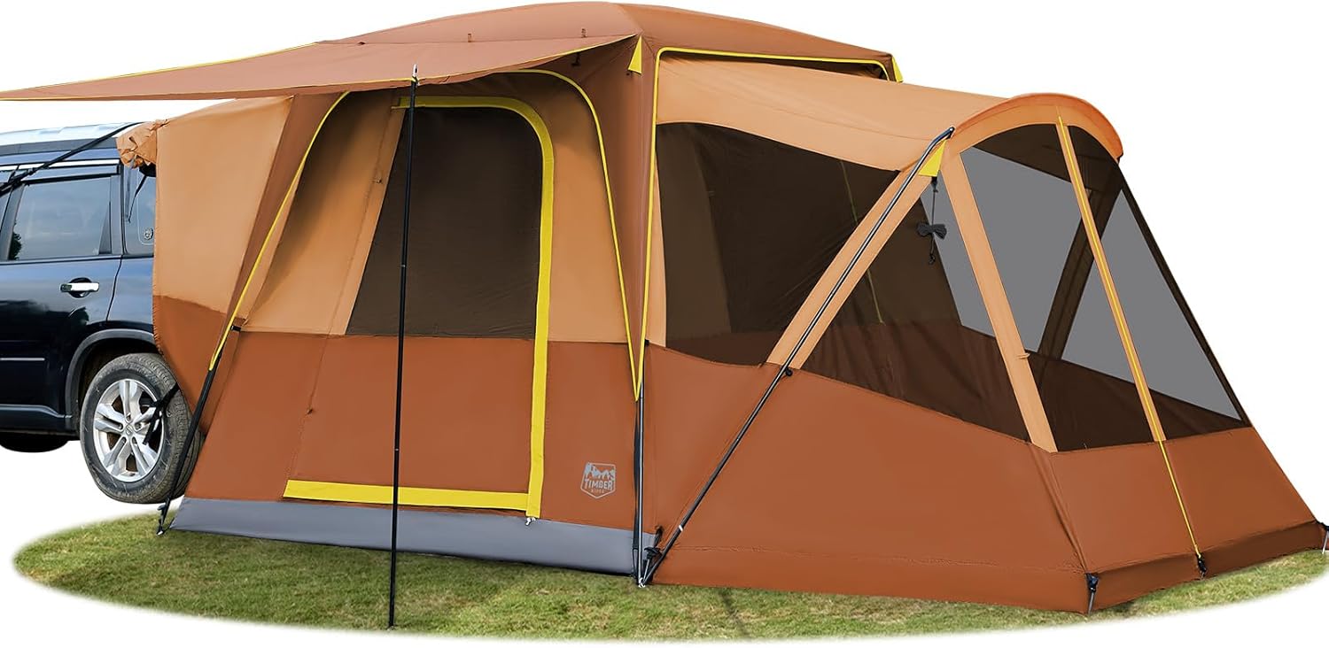 TIMBER RIDGE 5-9 Person SUV Tent with Screen Porch and Awning for Family Camping, Weather Resistant and Portable Van or Car Tent, Includes Rainfly and Storage Bag, 13' W X 10' L X 7.1' H