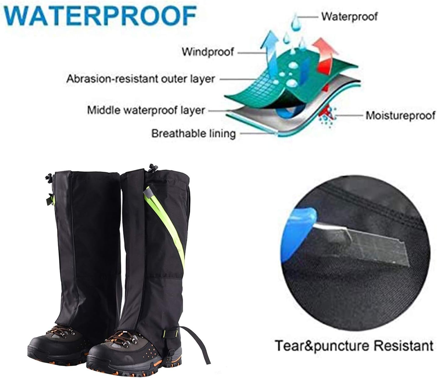Leg Gaiters Outdoor Snow Leg Gaiters, Waterproof Leggings, Mudguards, Leg Guards, Shoe Covers, Used for Climbing, Climbing, Hiking, Jungle Hunting (Color : C, Size : One size)
