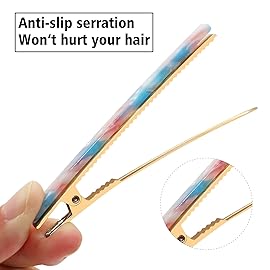 Cobahom 6 Pcs Duckbill Hair Clips, Acrylic Resin Hair Clip Metal Duck Teeth Hair Pins Chic Tortoise Shell Hair Barrettes for Thick Hair (3 White & 3 Blue-Pink)