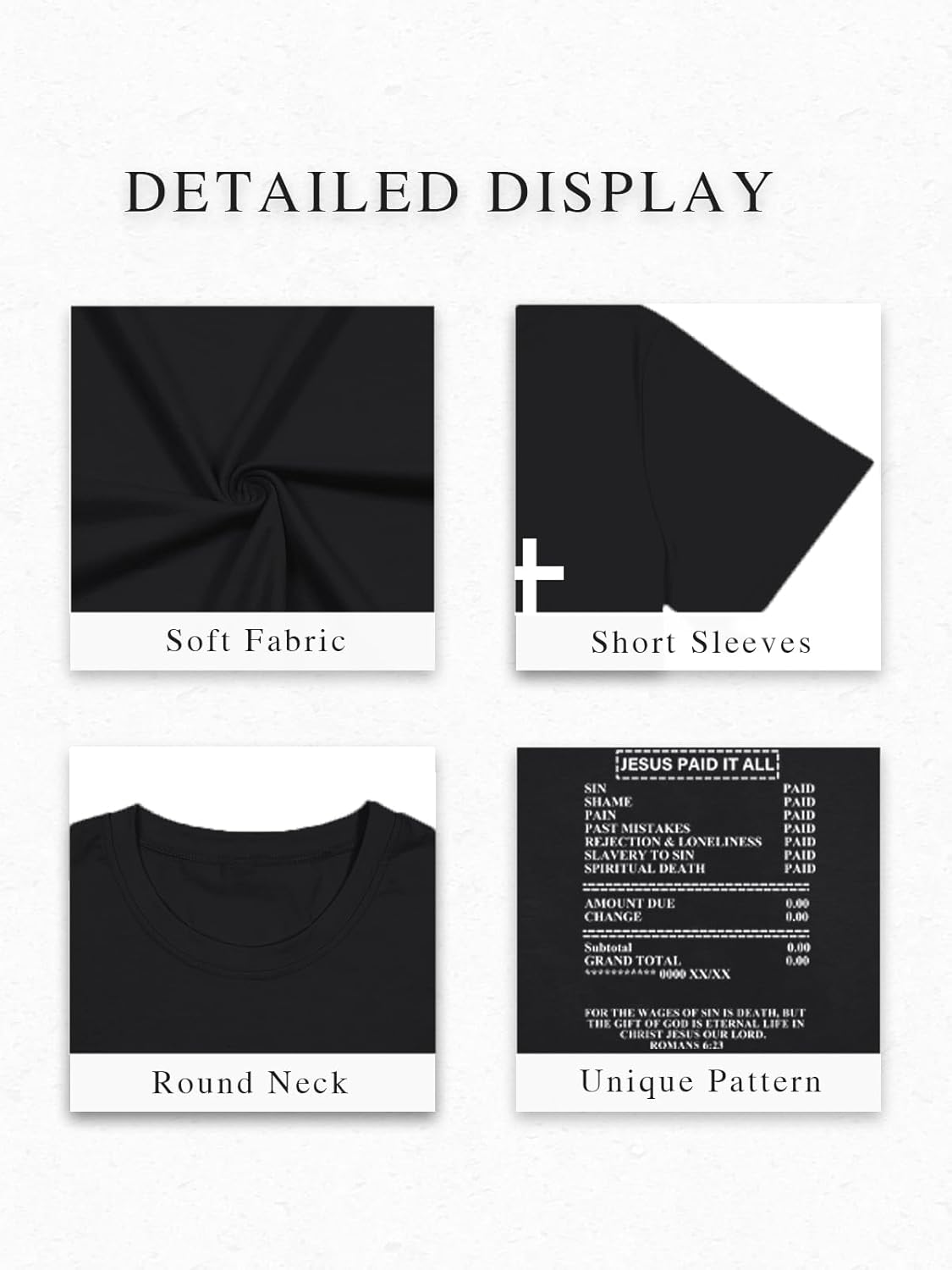 Christian Shirts for Men Faith Over Fear Shirt Religious Cross T Shirts Vintage Bible Verse Graphic Tee Tops - Image 5