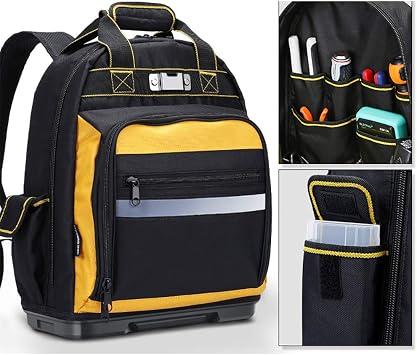 CLBING Zaino Professionale Portautensili, Zaino Porta Attrezzi per Attrezzi  da Elettricista, Zaino con Tasche Multiple,A : Amazon.it: Fai da te
