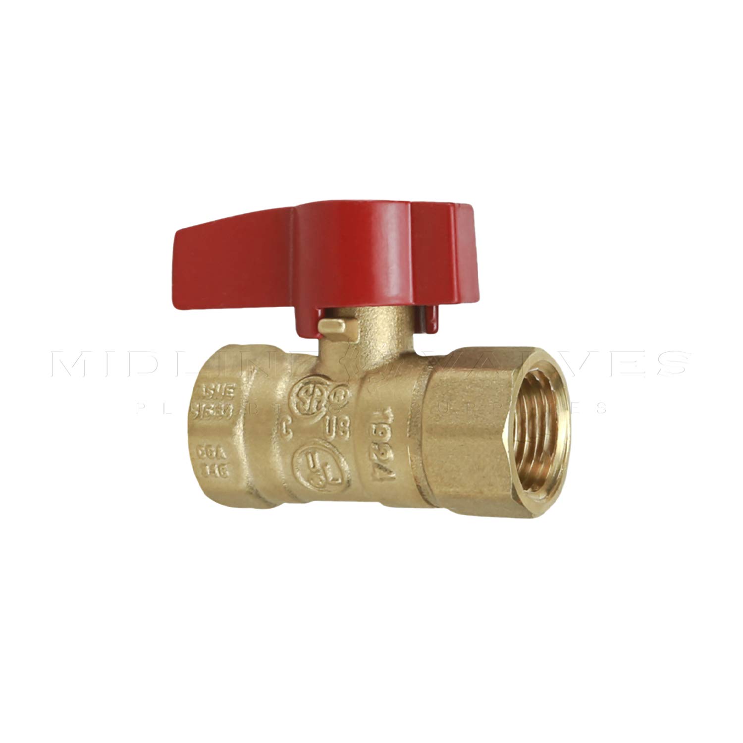 Midline Valve R34FIP-5 Lot de 5 robinets à boisseau sphérique en laiton de qualité supérieure, avec poignée en alliage d'aluminium rouge, 1,9 cm, raccords FIP