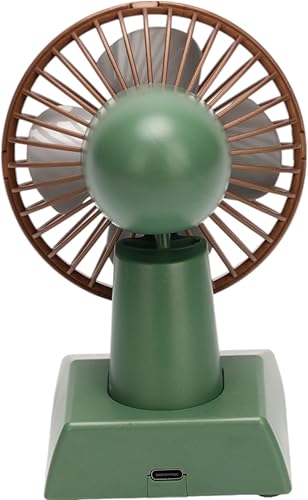 Miniatura 3 de Sourcingbay Ventilador de escritorio retro de 4 pulgadas, alimentado por USBbatería, oscilación continua de 2 velocidades, mini ventilador de