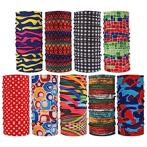 HCMY 9 Pack Balaclavas Neck Gaiter for women Multifunctional Magic Scarf Outdoor Headwear Bandana Tube UV Face Mask for men