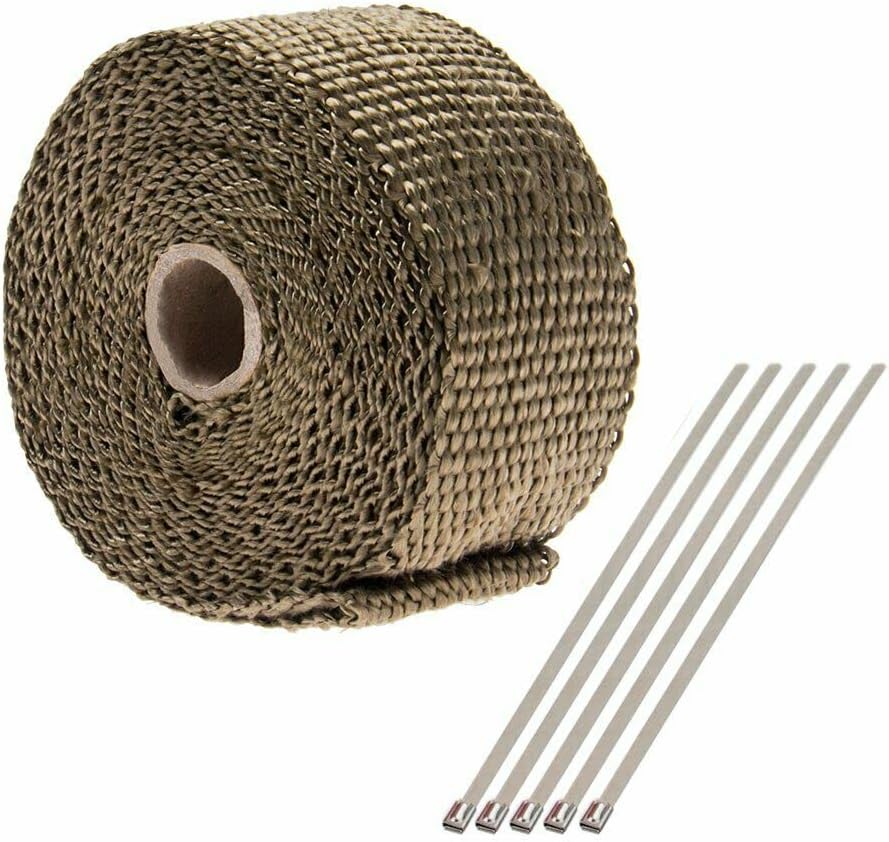 Replacement For 50mm*5M Manifold Header Pipe Heat Wrap Tape with Stainless Ties for Motorcycle