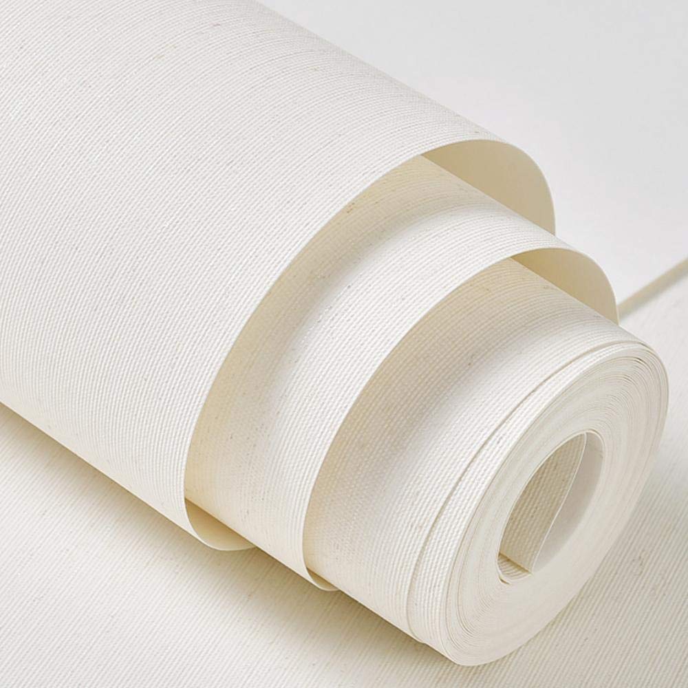 Amazon 不織布壁紙3d寝室シンプルモダンリビングルームテレビの背景の壁装飾書斎ベッドサイドホテルオフィス接着剤なし53x1000cm 米白 壁紙