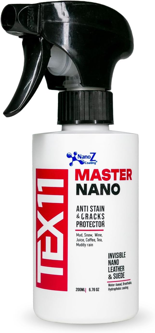 Eco-Friendly Nano Leather & Suede Protector Spray – Water-Based Hydrophobic Waterproof & Stain Repellent for Boots, Shoes, Jackets, Bags, Furniture & Car Seats – Invisible Protection (6.76 fl.oz)