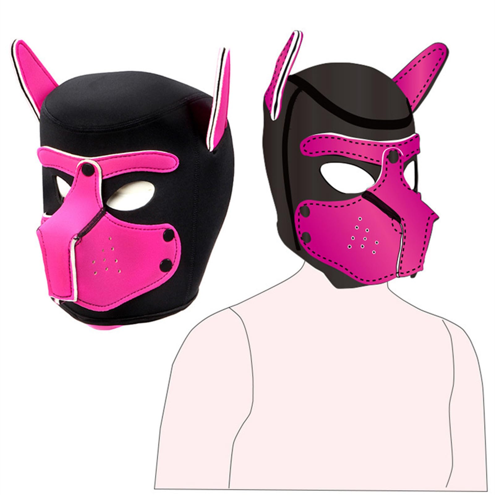 taxekoz Neopreen puppy-kapmasker met kraag, afneembaar