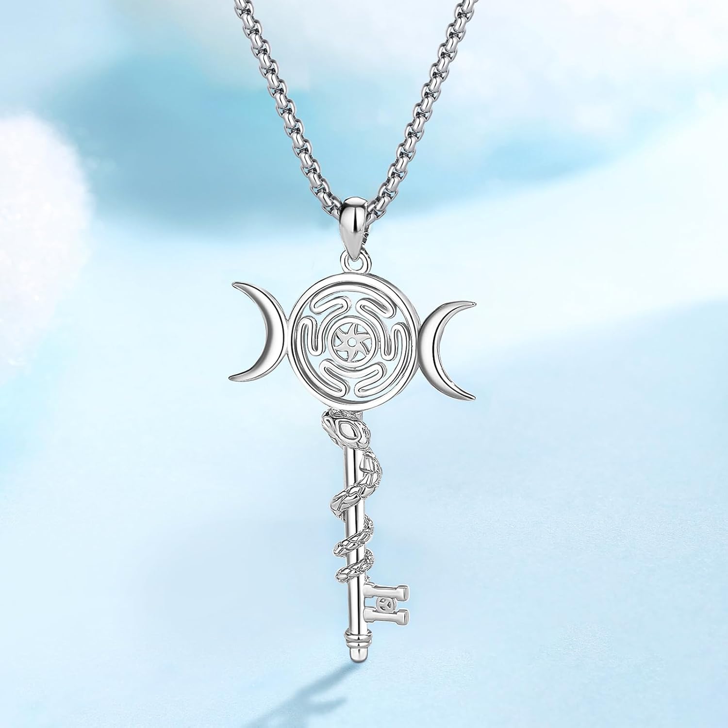 INFUSEU Mystical Hecate Triple Moon Goddess Necklaces, Divine Feminine Protection Gifts - Image 2