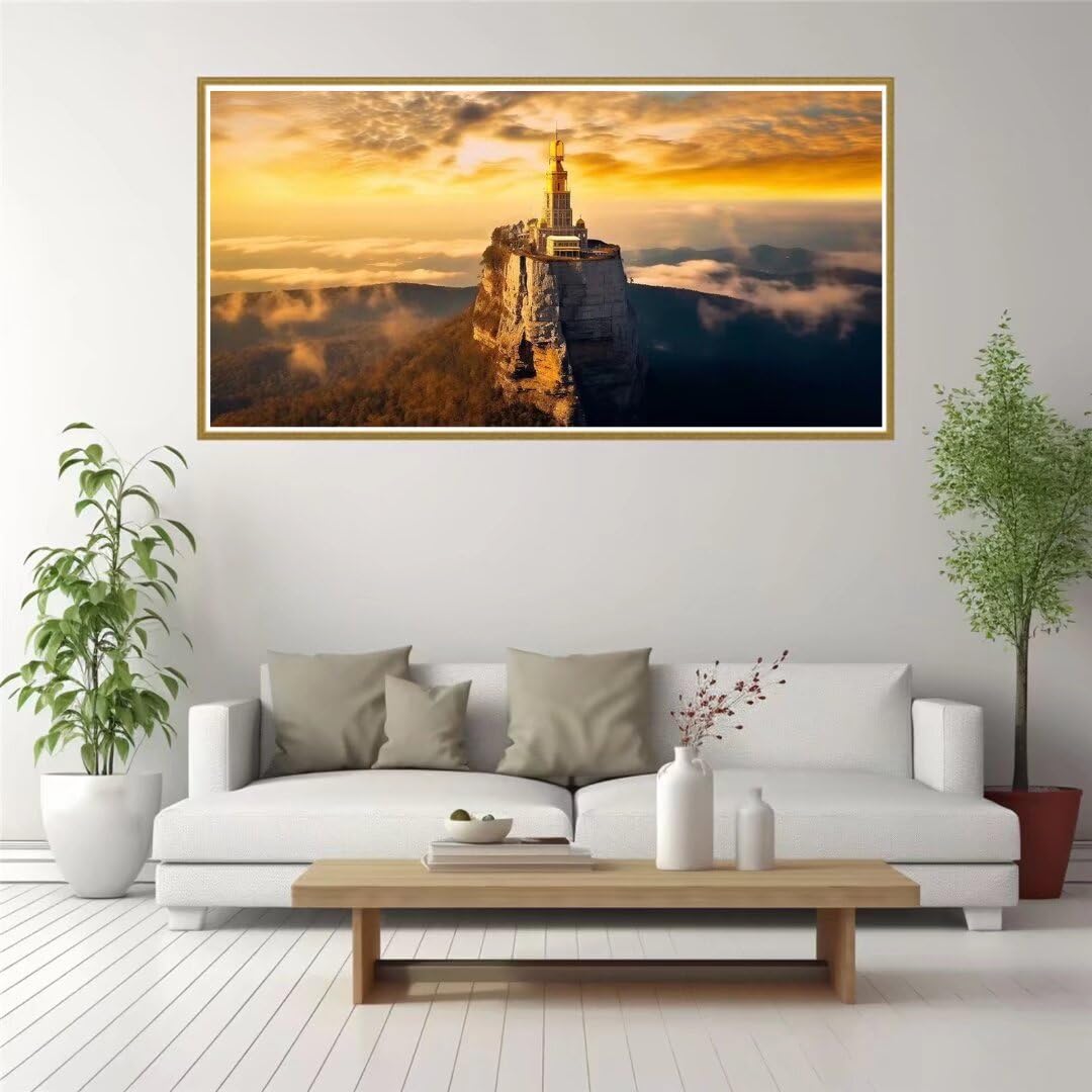 Diamond Painting Tour crépusculaire, Grand Format Broderie Diamant kit Complet 100x50cm DIY 5D Point de Croix Cristal Painting Artisanat, Loisirs Créatifs Adultes Art Set, pour Maison Décor H-371