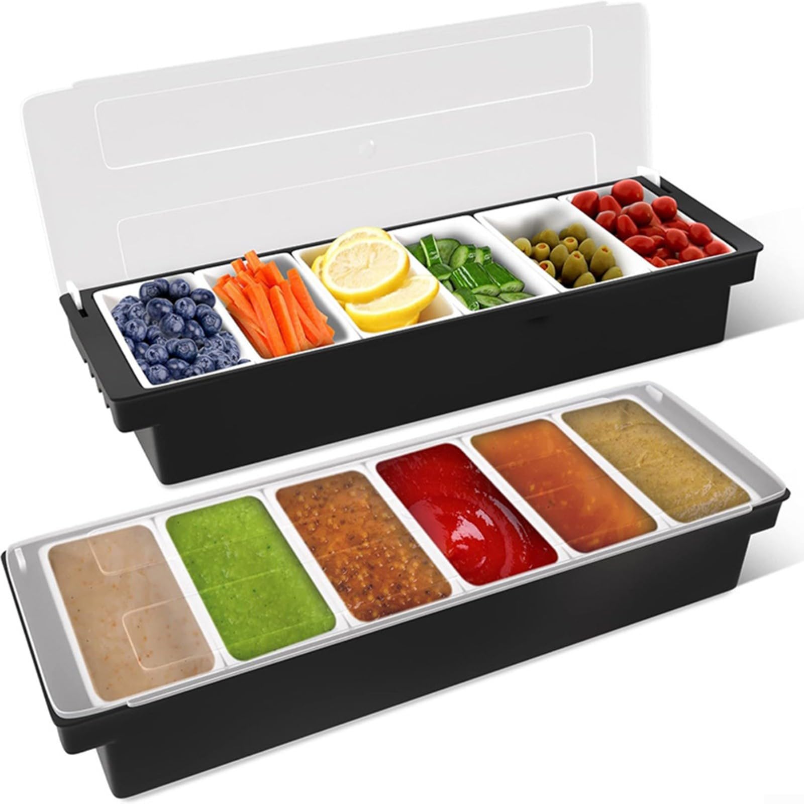 Boîte à Condiments à 3 à 6 Compartiments pour Bar, Boissons, Fruits, Cocktail, Citron Vert, Citron, collation (B)