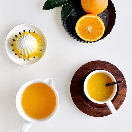Miniatura 8 de Zerodeko Exprimidor manual de limón cítrico, exprimidor de jugo de frutas de cerámica, apto para lavavajillas, resistente y pomelo, color blanco