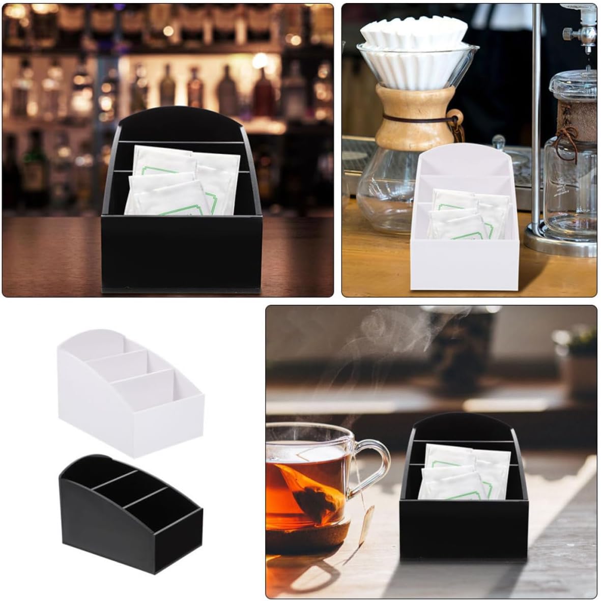 Sugar Bag Holder with Sturdy Construction Open Design for 2pcs Acrylic Coffee Bag Organizer Coffee Bar Housewarming Use