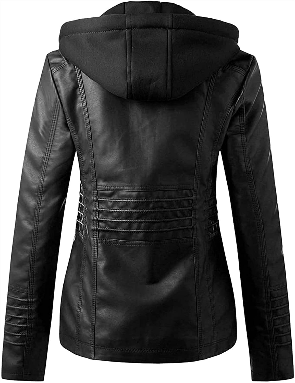 Chaqueta De Piel Sintética For Mujer, Chaqueta De Cuero Estilo Motero Cortavientos Steampunk Oversize De Manga Larga De Invierno For Exteriores Transpirable De Entretiempo(Noir,L)