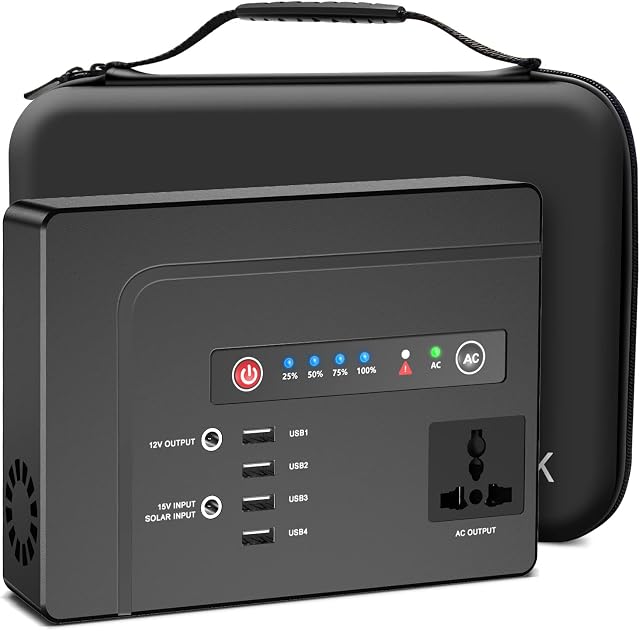 Powkey 200W Portable Power Station with Carrying Case,146Wh/39459mAh Solar Generator with 200W AC Outlet for Outdoor RV Trip Travel Home Office Emergency