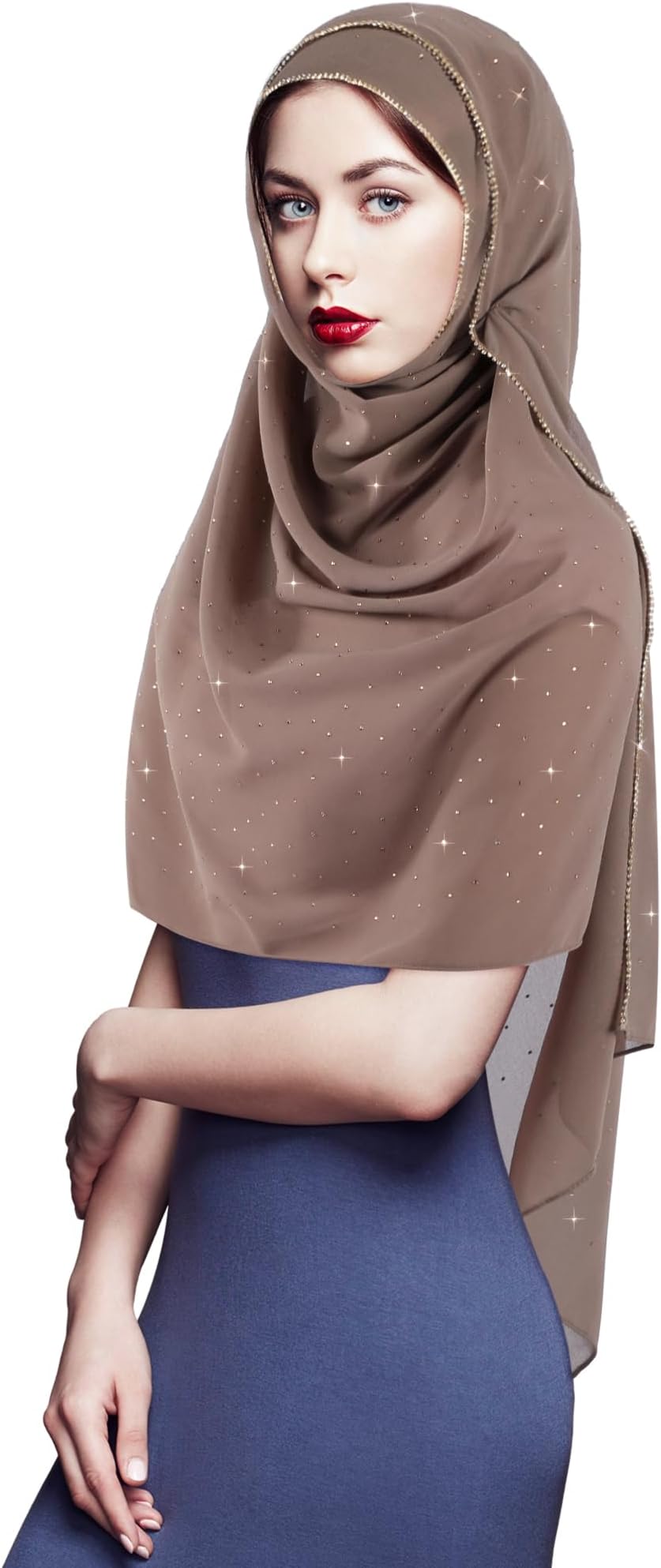 Hijab Scarf for Women Soft Chiffon Rhinestone Long Scarf Shawl Fashion Muslim Hijab Head Wrap Scarves