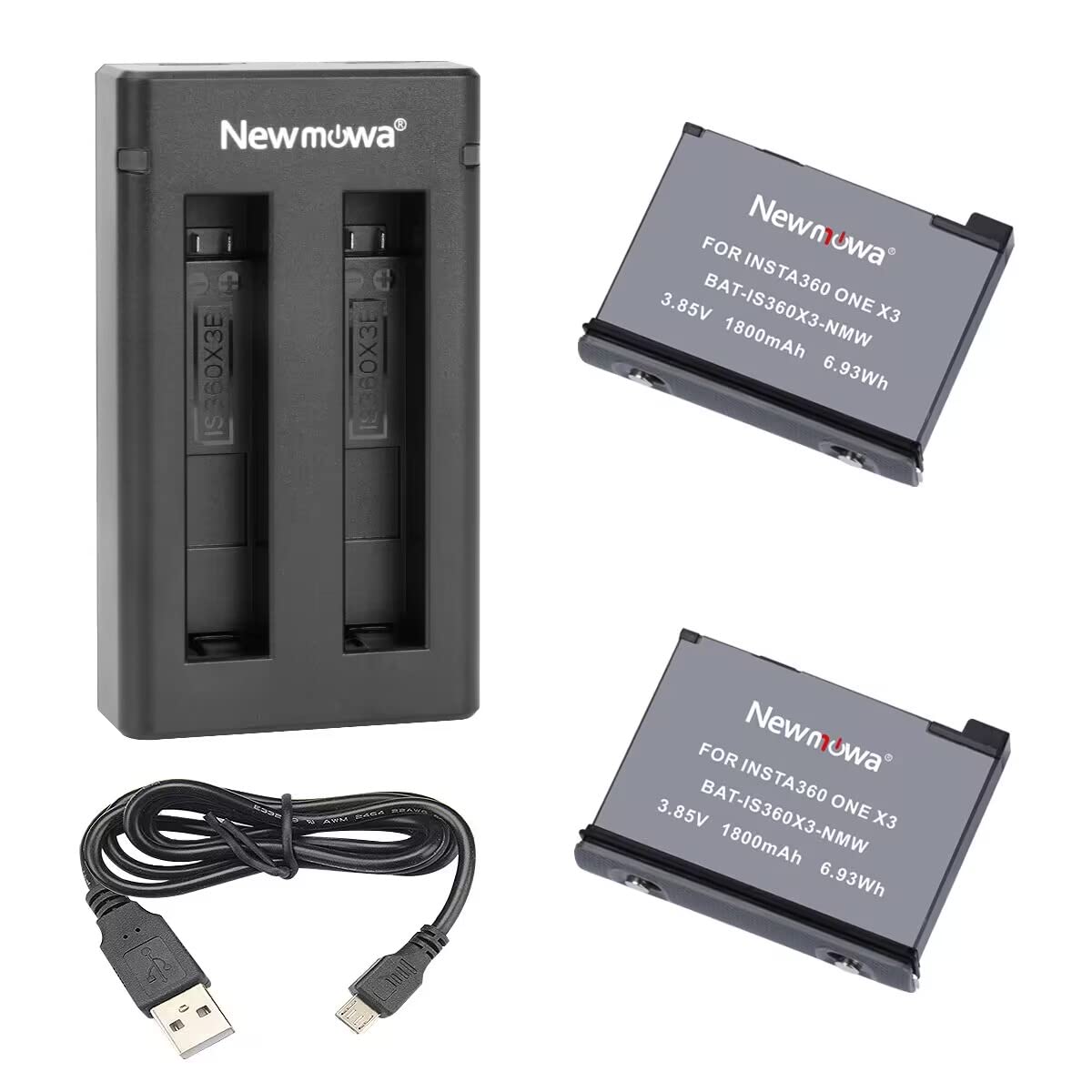 Doppio Caricabatterie USB + 2 Batterie Per Insta360 ONE X2 – Compatibile IS360X2B - Foto 2
