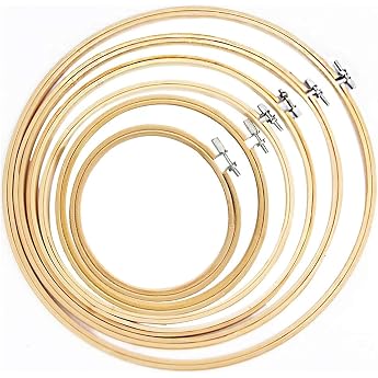 QincLing 6 Pieces Cross Stitch Ring Round Embroidery Hoop Set Sewing Circle Cross Stitch Hoop Cross Stitch Frame Embroidery Hoop Bamboo Rings Embroidery Hoop Wood for DIY Embroidery Crafts Handy Sewing
