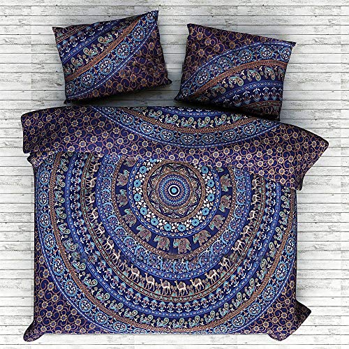 NANDNANDINI TEXTILE Urban Outfitter Blue Elephnat Indian Decorative Bedroom Decor, Home Decor, Coverlet Bohemian Bedding Bedspread Cotton Tapestry Indian Bedsheet Throw Blankets,Bohemian Duvet Cover