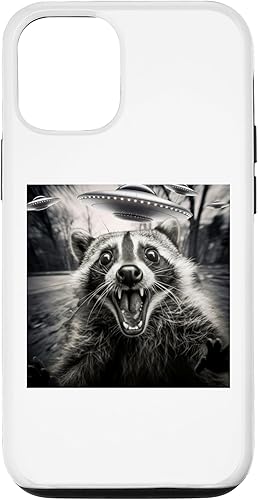iPhone 15 Pro Alien UFO Funny Raccoon Graphic Tee Case