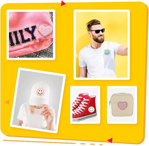 Miniatura 4 de Parches de corazón y cara sonriente, parches para planchar, para ropa, chaquetas, jeans, sombreros, mochilas, decoraciones de bricolaje, 14 piezas