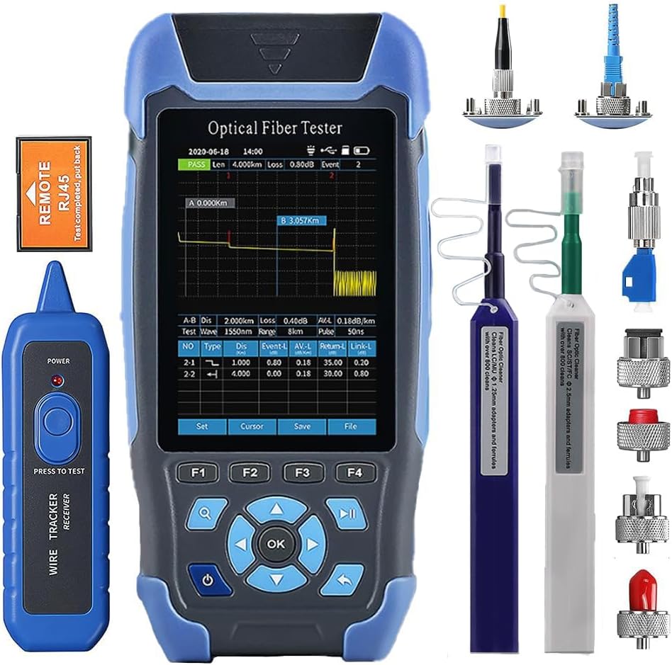 Mini-Pro 1310/1550nm SM OTDR Mulit-Function Tester Built in OPM/OLS / RJ45 Test/VFL Test Rang 5m-60Km Dynamic Range 24dB/22dB Connector UPC with FC/APC-FC/UPC-SX (YD-3000-UPC)