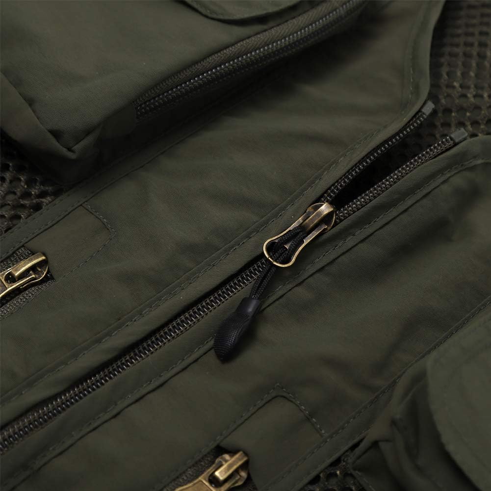 Ziker Men's Mesh Breathable Openwork Camouflage Journalist Photographer Fishing Vest Waistcoat Jacket Coat