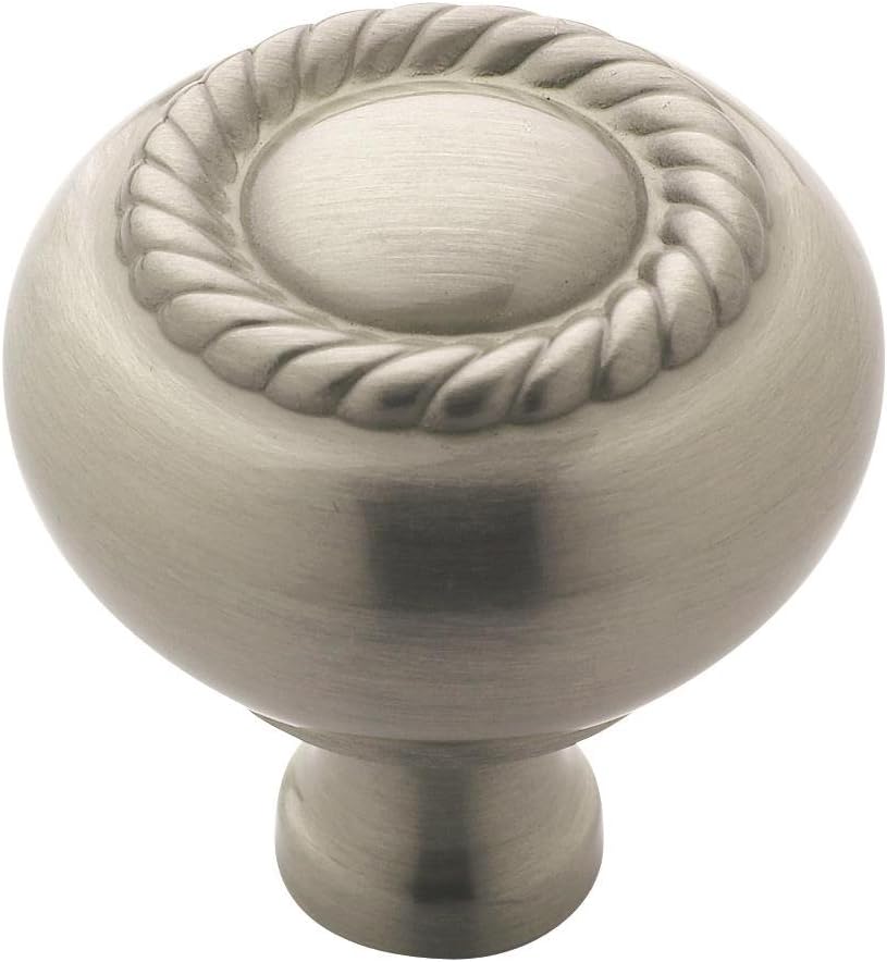 Satin Nickel Round Cabinet Knob with Mounting Hardware