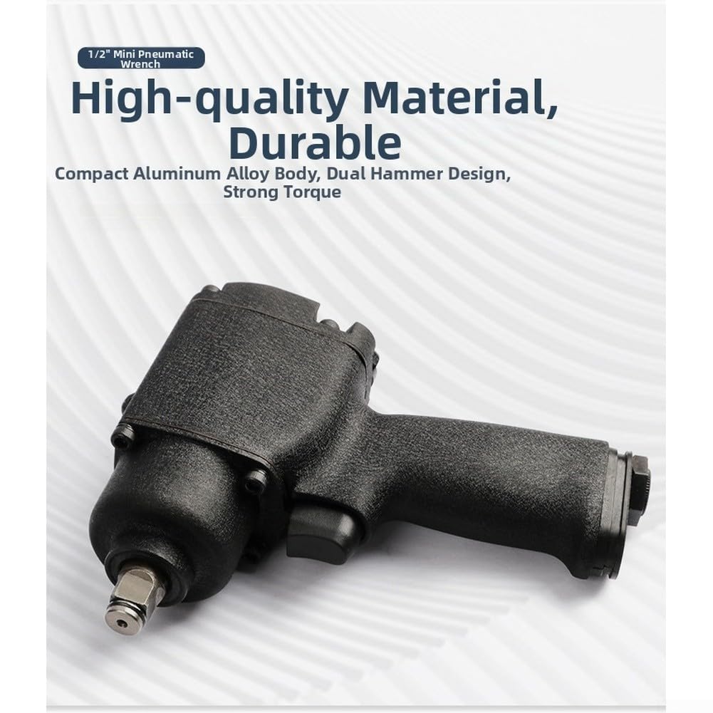 Pneumatico da 1/2 pollice per avvitatore a percussione con struttura a doppio martello per auto Rep, Strumento pneumatico coppia 475nm, corpo in alluminio leggero, 12000rpm, finitura nera per