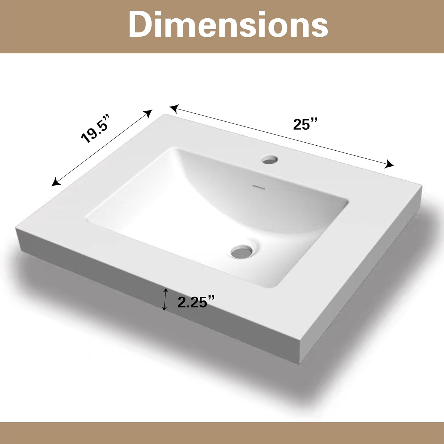 25" Wall-Mount Bathroom Vanity Set – Modern Floating Vanity with One-Piece Sink Top, Plywood Construction, Cosmo Sand
