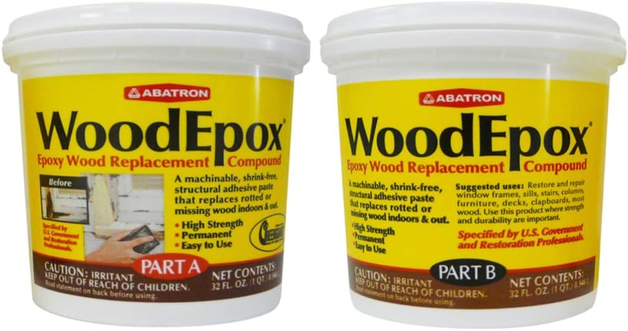 WoodEpox Epoxy Wood Replacement Compound, 2 Quart Kit, Part A & B