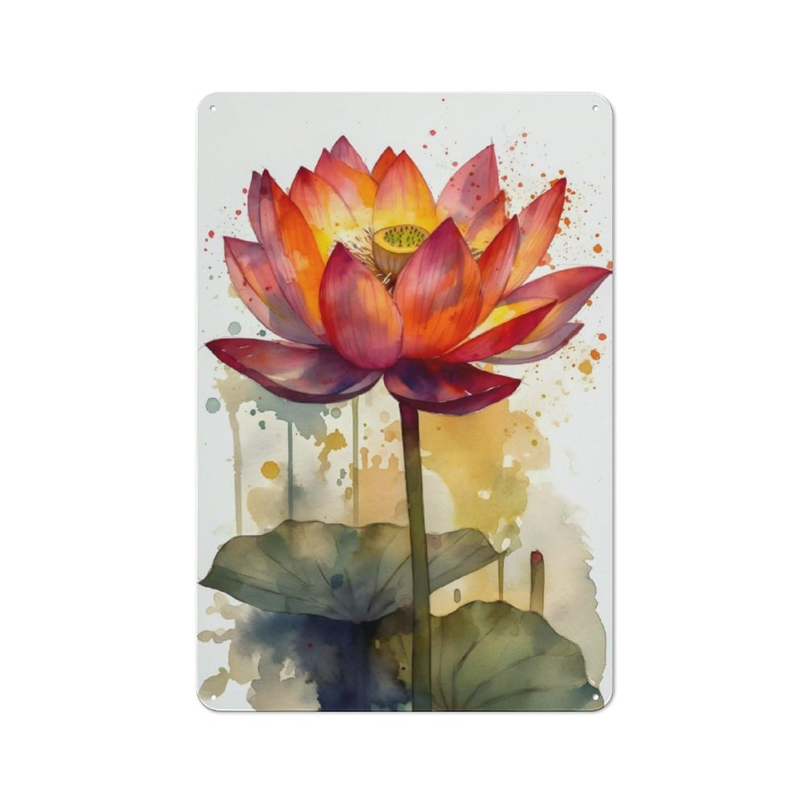 Junmoney Lotus Flowers Retro Metal Wall Sign 30X20cm With For Pub Or Café, A Housewarming Gift For Hospitality Wall Decor Collectors